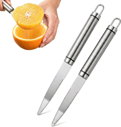 2-Pack Stainless Steel Grapefruit Knife Curved Serrated Blade – Ergonomic Fruit Cutter for Citrus, Dishwasher Safe Kitchen Tool Set