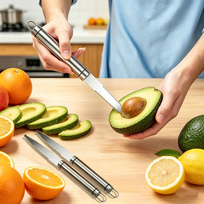 2-Pack Stainless Steel Grapefruit Knife Curved Serrated Blade – Ergonomic Fruit Cutter for Citrus, Dishwasher Safe Kitchen Tool Set