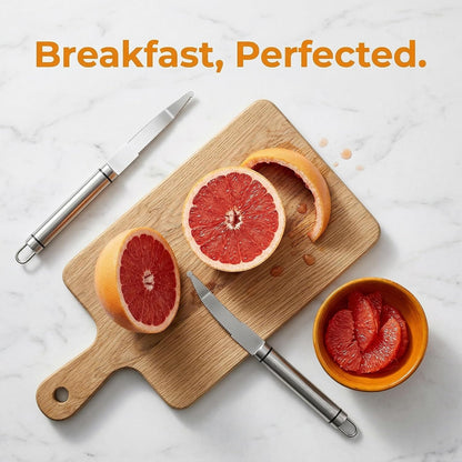2-Pack Stainless Steel Grapefruit Knife Curved Serrated Blade – Ergonomic Fruit Cutter for Citrus, Dishwasher Safe Kitchen Tool Set