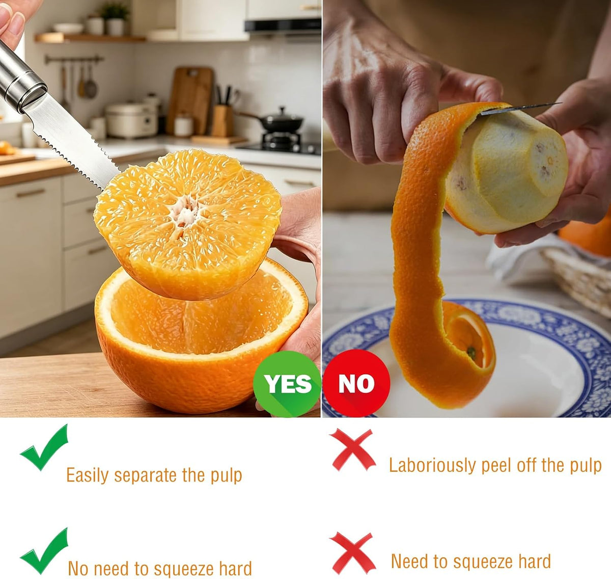 2-Pack Stainless Steel Grapefruit Knife Curved Serrated Blade – Ergonomic Fruit Cutter for Citrus, Dishwasher Safe Kitchen Tool Set