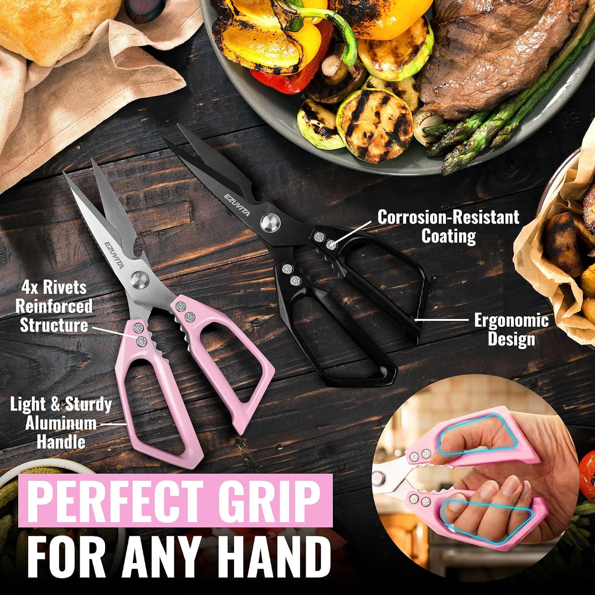 2PC 5-in-1 Kitchen Scissors Set, Multifunctional Shears