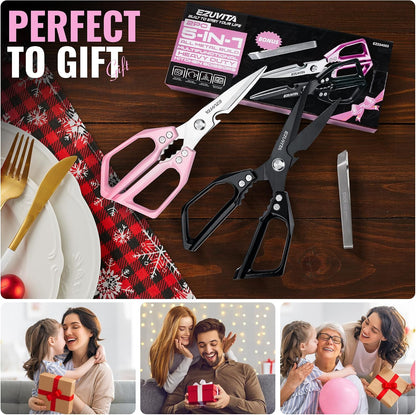 2PC 5-in-1 Kitchen Scissors Set, Multifunctional Shears