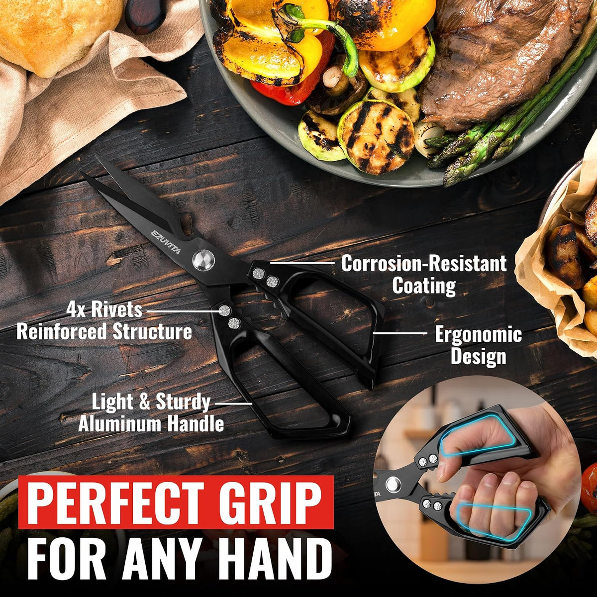 2PC 5-in-1 Kitchen Scissors Set, Multifunctional Shears