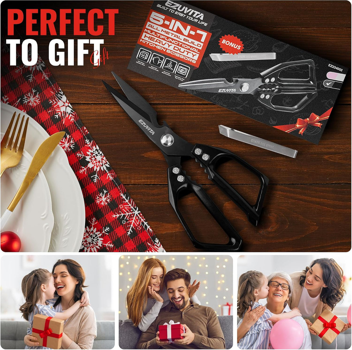 2PC 5-in-1 Kitchen Scissors Set, Multifunctional Shears