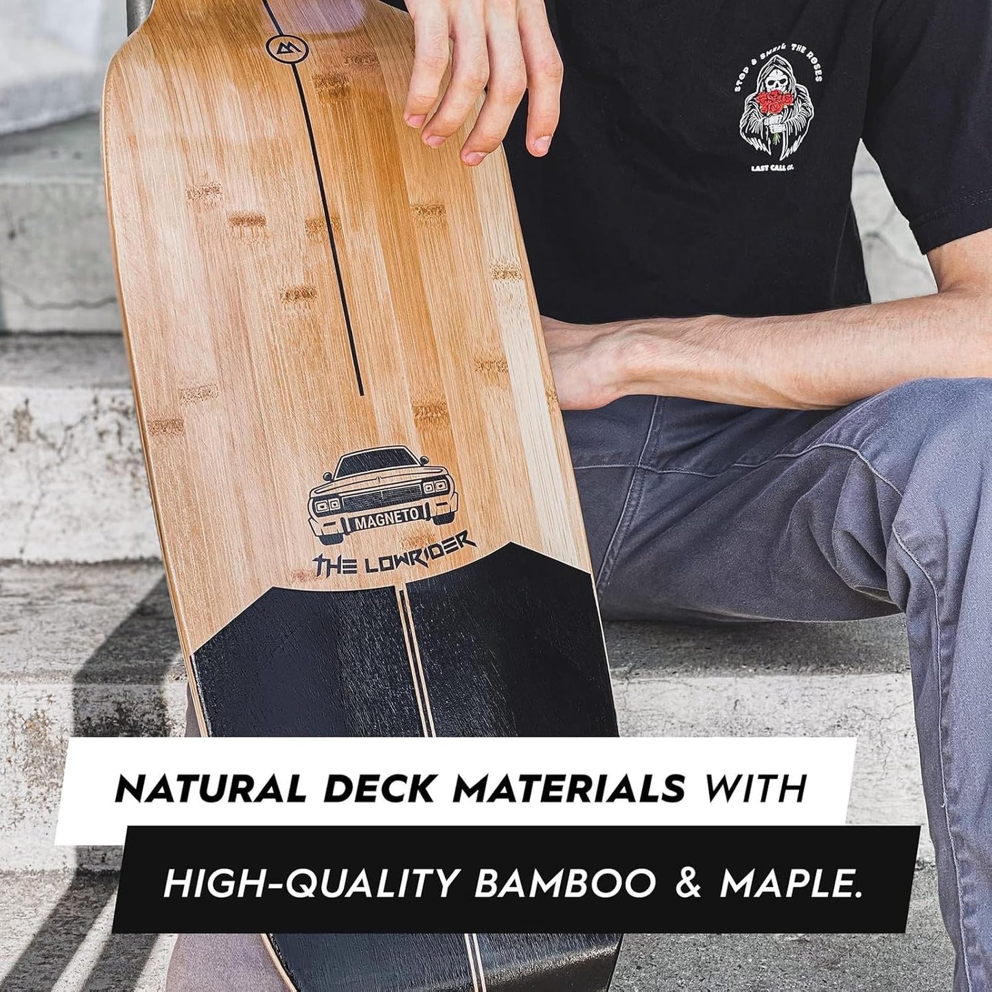 Longboards Bamboo Longboards for Cruising, Carving, Free-Style, Downhill and Dancing (Bamboo Drop & Fiberglass Through Longboard)