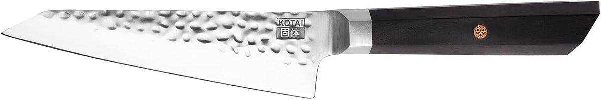 Kiritsuke 8-inch Chef Kitchen Knife | Ultra Sharp Japanese 440C Stainless Steel | Hammered Tsuchime Finish | Ebony Wood Handle | Hidden Full Tang | Bunka Collection Professional Kitchen Knife