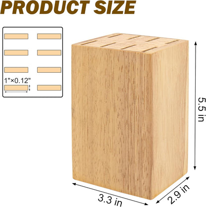 8 Slots Steak Knife Block Holder, 5.5" Wooden Small Knife Block without Knives,Compact and Space Saving Storage Knife Holder for Counter Top (Brown-1)
