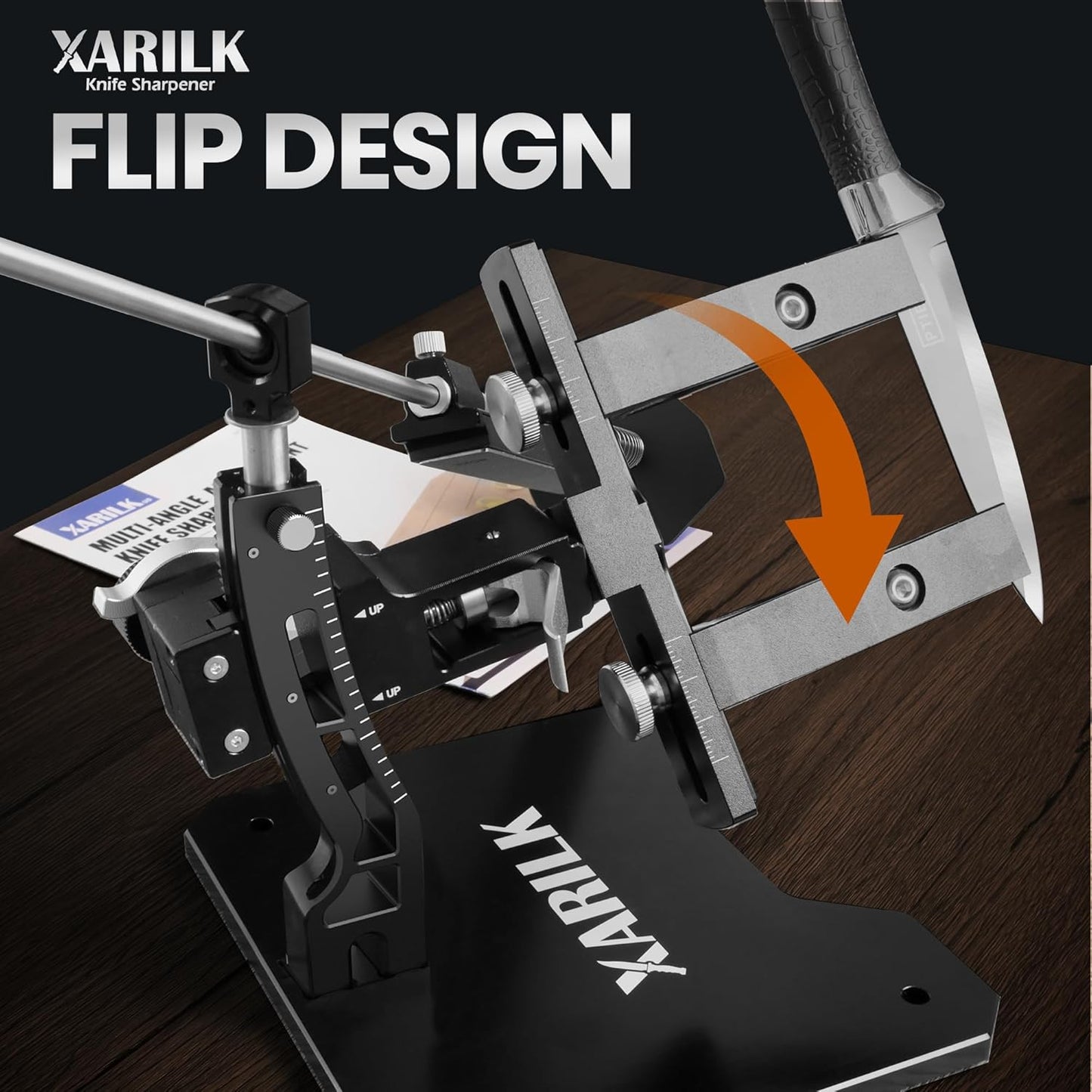 Foldable Portable Knife Sharpening System, Adjustable Knife Sharpener Kit with 3 PCS Aluminum Plates Diamonds (320#, 800#, 2000#), Blade Flips Without Removal, for Hunting, Kitchen Knives
