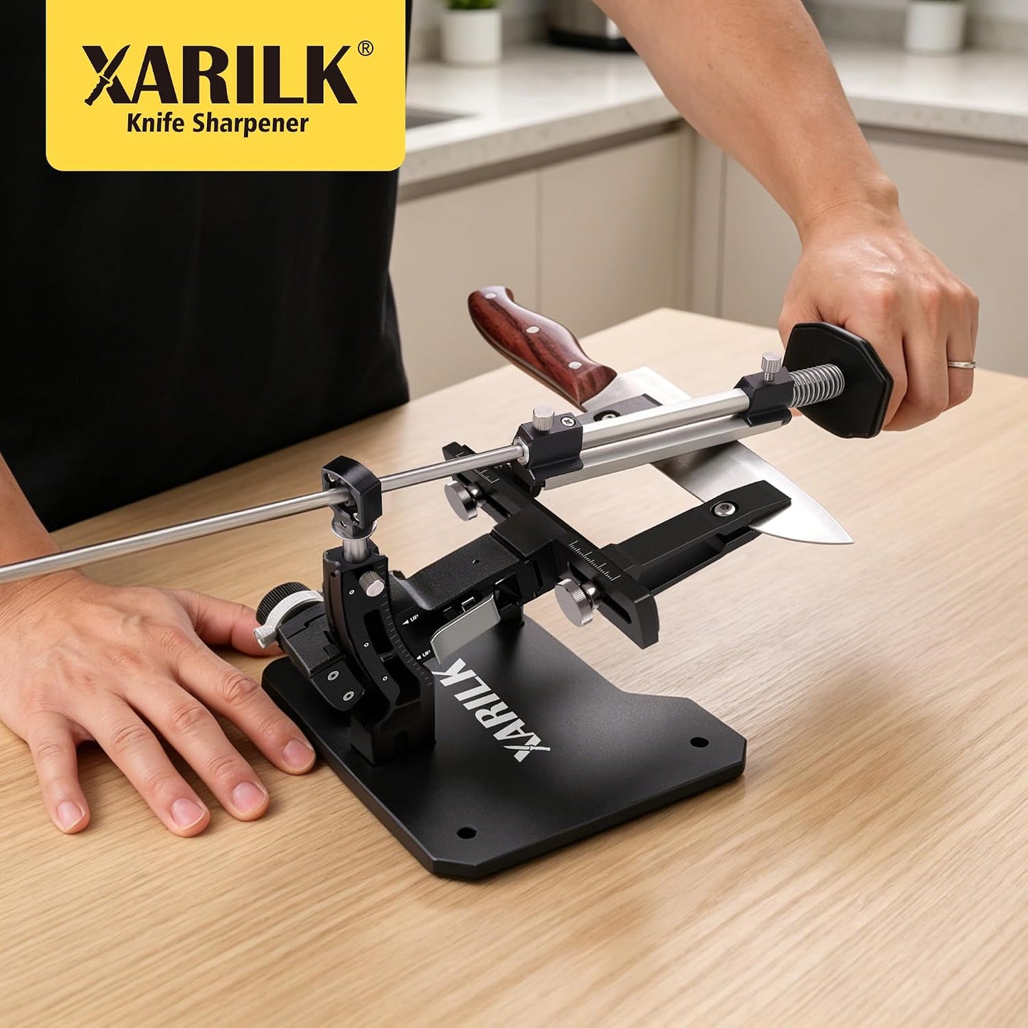 Foldable Portable Knife Sharpening System, Adjustable Knife Sharpener Kit with 3 PCS Aluminum Plates Diamonds (320#, 800#, 2000#), Blade Flips Without Removal, for Hunting, Kitchen Knives