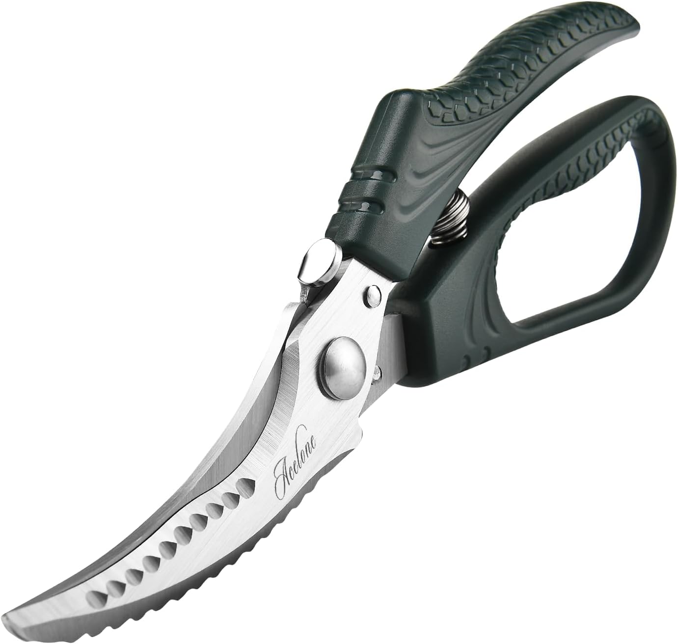 Poultry Shears - Heavy Duty Kitchen Chicken Shears With Anti-Slip Handle & Safety Lock - Poultry Scissors for Meat, Game, Chicken, Bone, Poultry & More - Spring Loaded.
