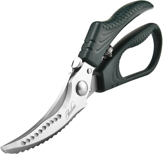 Poultry Shears - Heavy Duty Kitchen Chicken Shears With Anti-Slip Handle & Safety Lock - Poultry Scissors for Meat, Game, Chicken, Bone, Poultry & More - Spring Loaded.