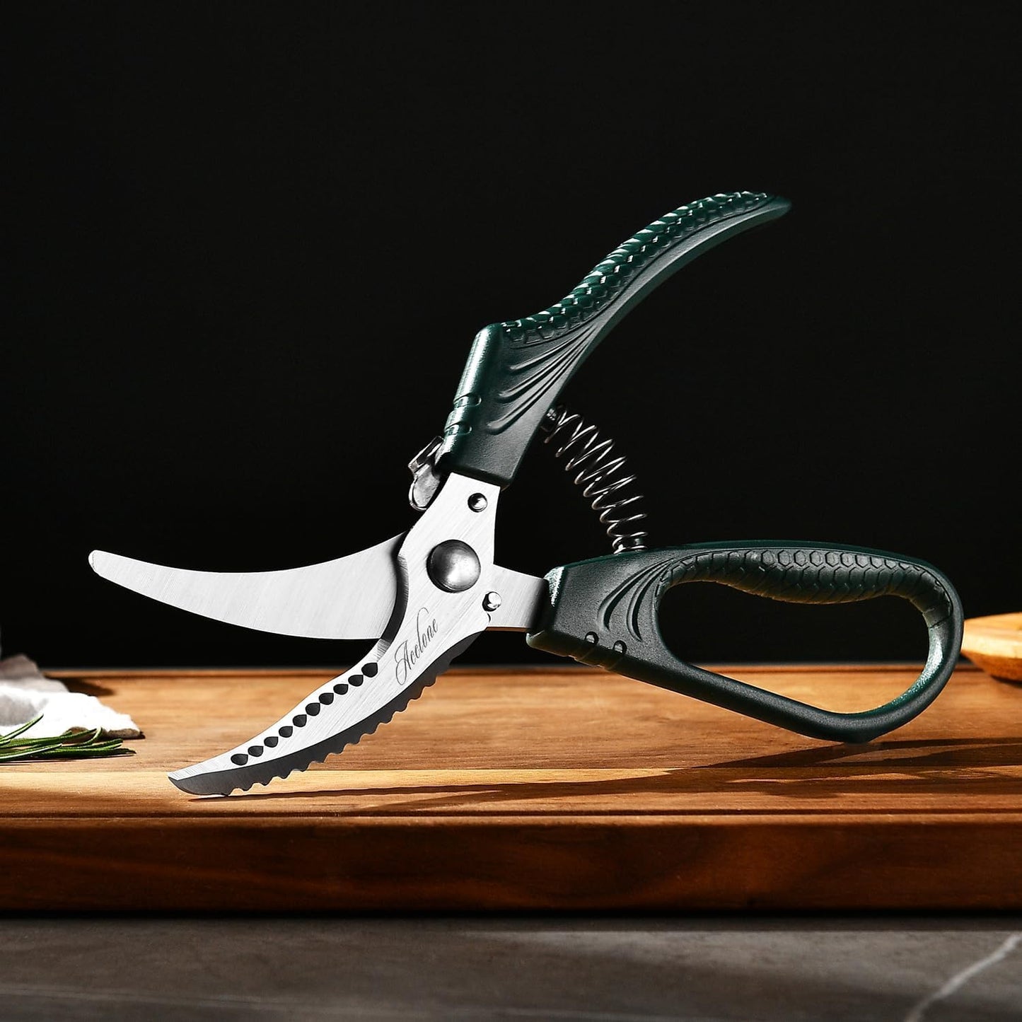 Poultry Shears - Heavy Duty Kitchen Chicken Shears With Anti-Slip Handle & Safety Lock - Poultry Scissors for Meat, Game, Chicken, Bone, Poultry & More - Spring Loaded.
