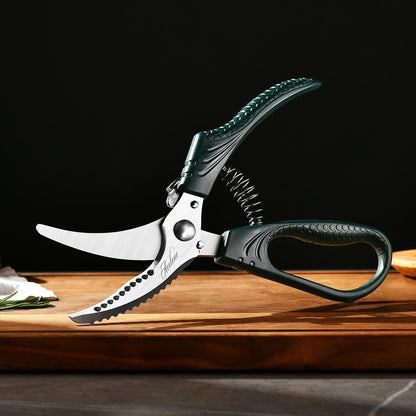 Poultry Shears - Heavy Duty Kitchen Chicken Shears With Anti-Slip Handle & Safety Lock - Poultry Scissors for Meat, Game, Chicken, Bone, Poultry & More - Spring Loaded.