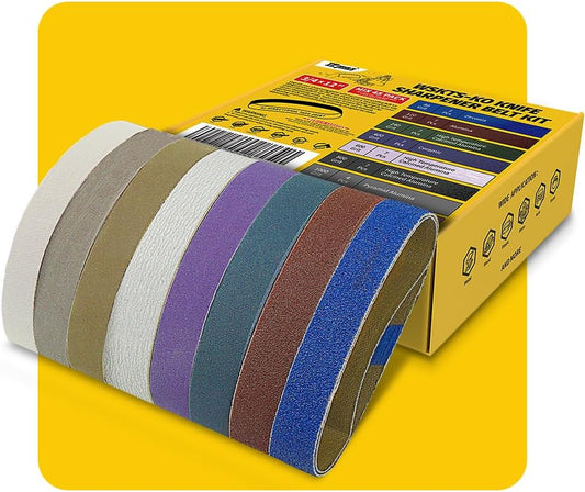 45-Piece 3/4" x 12" Knife Sharpener Sanding Belt Kit for Work Sharp WSKTS-KO, Multiple Grits
