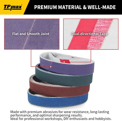 45-Piece 3/4" x 12" Knife Sharpener Sanding Belt Kit for Work Sharp WSKTS-KO, Multiple Grits