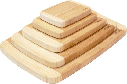 Bamboo Cutting Board Set 5 Pack (Compact, Small, Medium, Large, and XL)