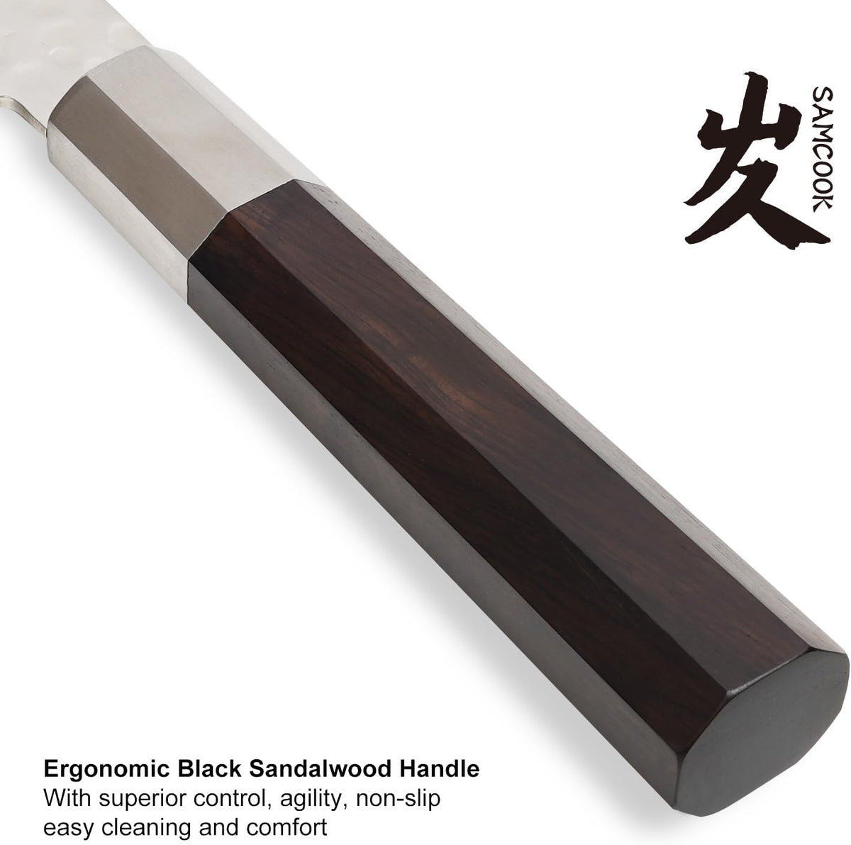 Santoku Chef Knife - 7 Inch Professional Japanese Knife - 67 Layers Damascus High Carbon Stainless Steel Hammered Damascus Kitchen Knife - Ergonomic Octagonal Ebony Handle with Gift Box