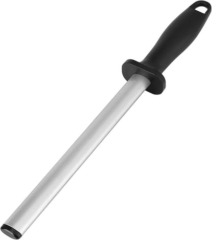 8 Inch Knife Sharpener Rod, Diamond Carbon Steel Knife Sharpener Stick, Professional Diamond Sharpening Steel Sharpener, ABS Handle Knife Honing Rod for Kitchen, Chef Knives