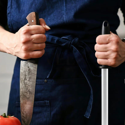 8 Inch Knife Sharpener Rod, Diamond Carbon Steel Knife Sharpener Stick, Professional Diamond Sharpening Steel Sharpener, ABS Handle Knife Honing Rod for Kitchen, Chef Knives