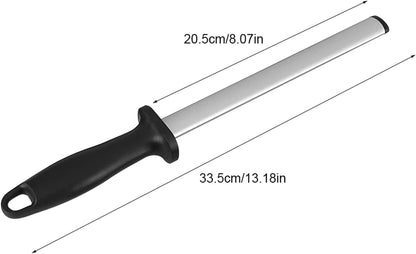 8 Inch Knife Sharpener Rod, Diamond Carbon Steel Knife Sharpener Stick, Professional Diamond Sharpening Steel Sharpener, ABS Handle Knife Honing Rod for Kitchen, Chef Knives