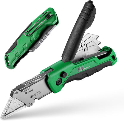 SK Utility Knife with SK2M TAC Blade & Aluminum Handle, Folding Box Cutter