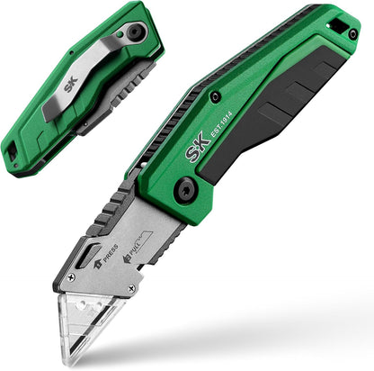 SK Utility Knife with SK2M TAC Blade & Aluminum Handle, Folding Box Cutter