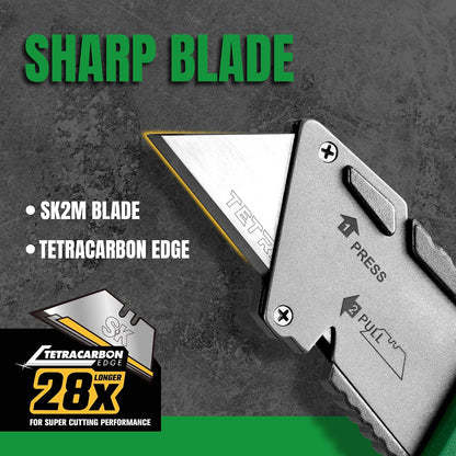 SK Utility Knife with SK2M TAC Blade & Aluminum Handle, Folding Box Cutter