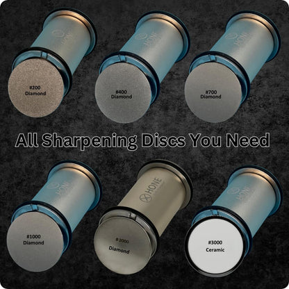 𝗛𝗢𝗡𝗘 Pro Accessories: Accessories Package Set with Premium Leather Strop, AngleMate, Diamond Discs #200, #400, #700, #1000, #2000, and #3000 Ceramic Disc.