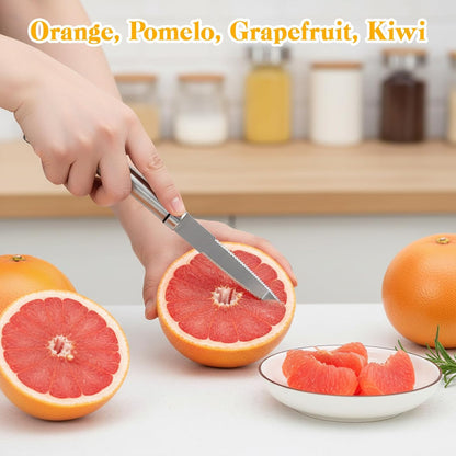 2Pcs Grapefruit Knife, Grapefruit Utensil Knifes, Curved Serrated Kiwi Knifes Fruit Cutter Peeler with Ergonomic Handle, Grape Cutter Tool Fast Flesh Separation for Orange, Lemon, Pomelo