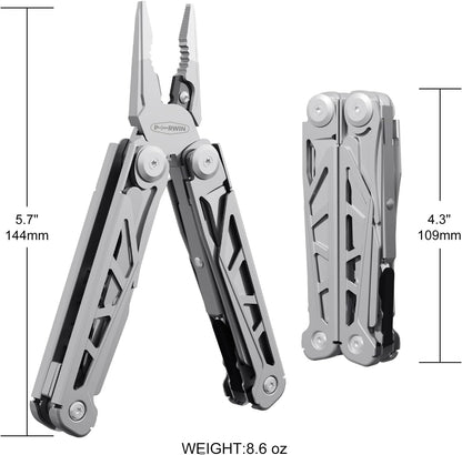 Multitool, 17-in-1 Stainless Steel Multi Tool Pliers with Self-Locking, Pocket Knife, Nylon Sheath, Professional (EDC) Multi-Tool for Survival, Camping and Hunting, Hiking, Gifts for Men