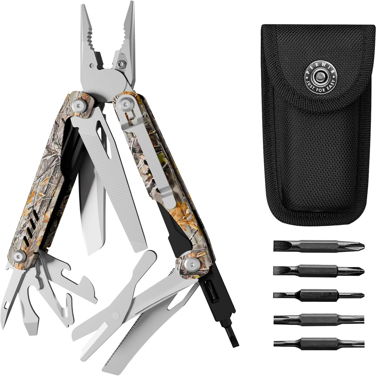 Multitool, 17-in-1 Stainless Steel Multi Tool Pliers with Self-Locking, Pocket Knife, Nylon Sheath, Professional (EDC) Multi-Tool for Survival, Camping and Hunting, Hiking, Gifts for Men