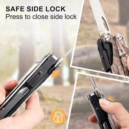 Multitool, 17-in-1 Stainless Steel Multi Tool Pliers with Self-Locking, Pocket Knife, Nylon Sheath, Professional (EDC) Multi-Tool for Survival, Camping and Hunting, Hiking, Gifts for Men