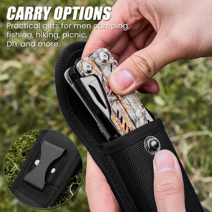 Multitool, 17-in-1 Stainless Steel Multi Tool Pliers with Self-Locking, Pocket Knife, Nylon Sheath, Professional (EDC) Multi-Tool for Survival, Camping and Hunting, Hiking, Gifts for Men