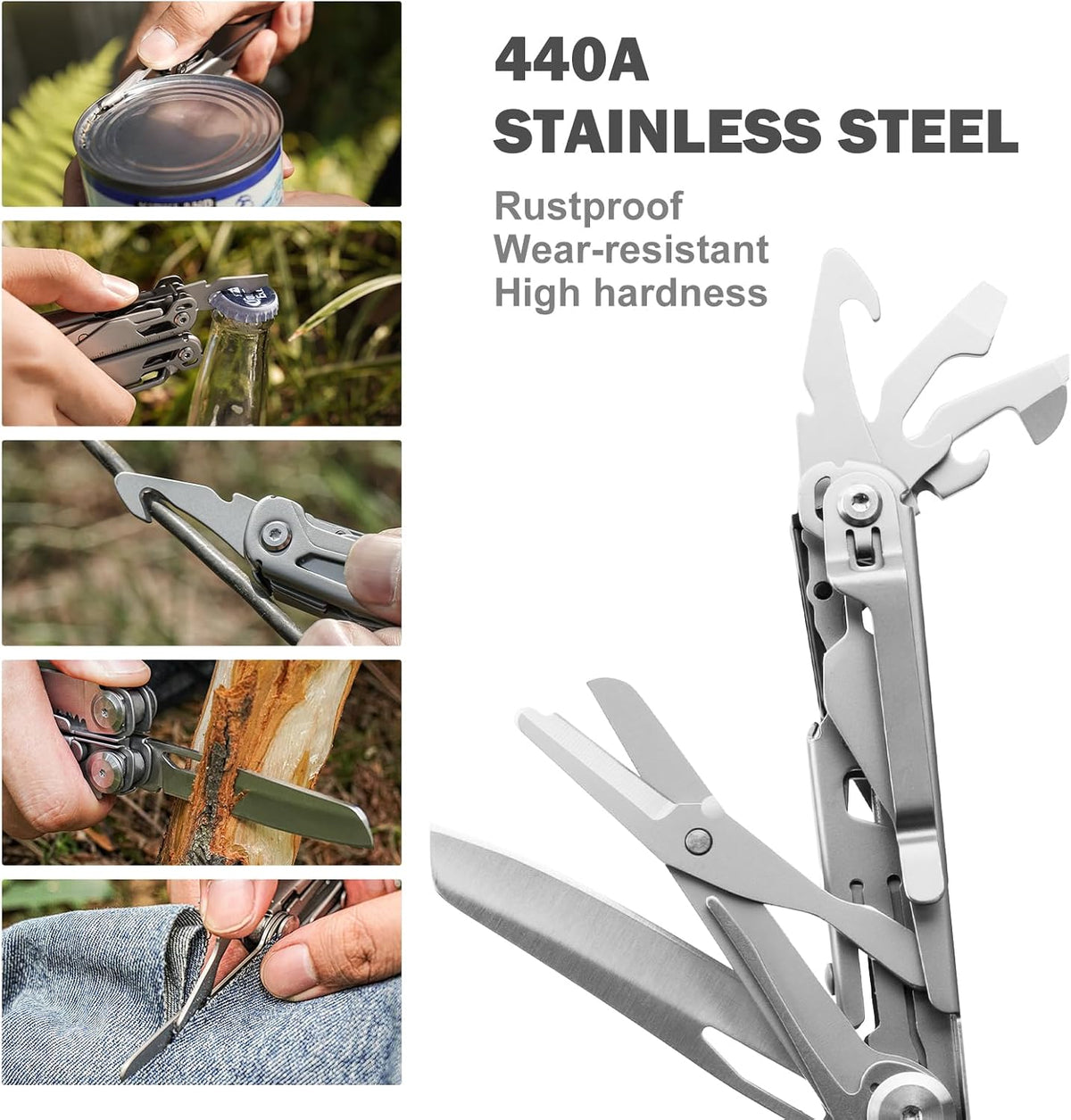 Multitool, 17-in-1 Stainless Steel Multi Tool Pliers with Self-Locking, Pocket Knife, Nylon Sheath, Professional (EDC) Multi-Tool for Survival, Camping and Hunting, Hiking, Gifts for Men