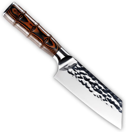 Kiritsuke Chef Knife 5.5", Small Japanese Kitchen Knives, HC German Stainless Steel, Hammered Finish Blade, Pakkawood Handle Cooking Cutlery 2025 Gifts for Home&Restaurant