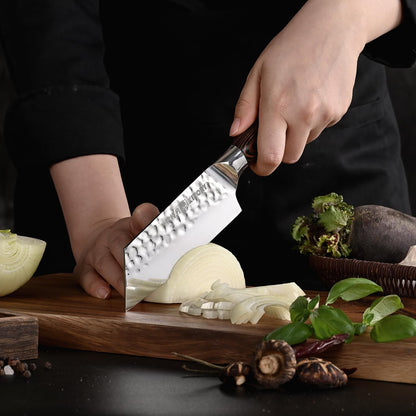 Kiritsuke Chef Knife 5.5", Small Japanese Kitchen Knives, HC German Stainless Steel, Hammered Finish Blade, Pakkawood Handle Cooking Cutlery 2025 Gifts for Home&Restaurant