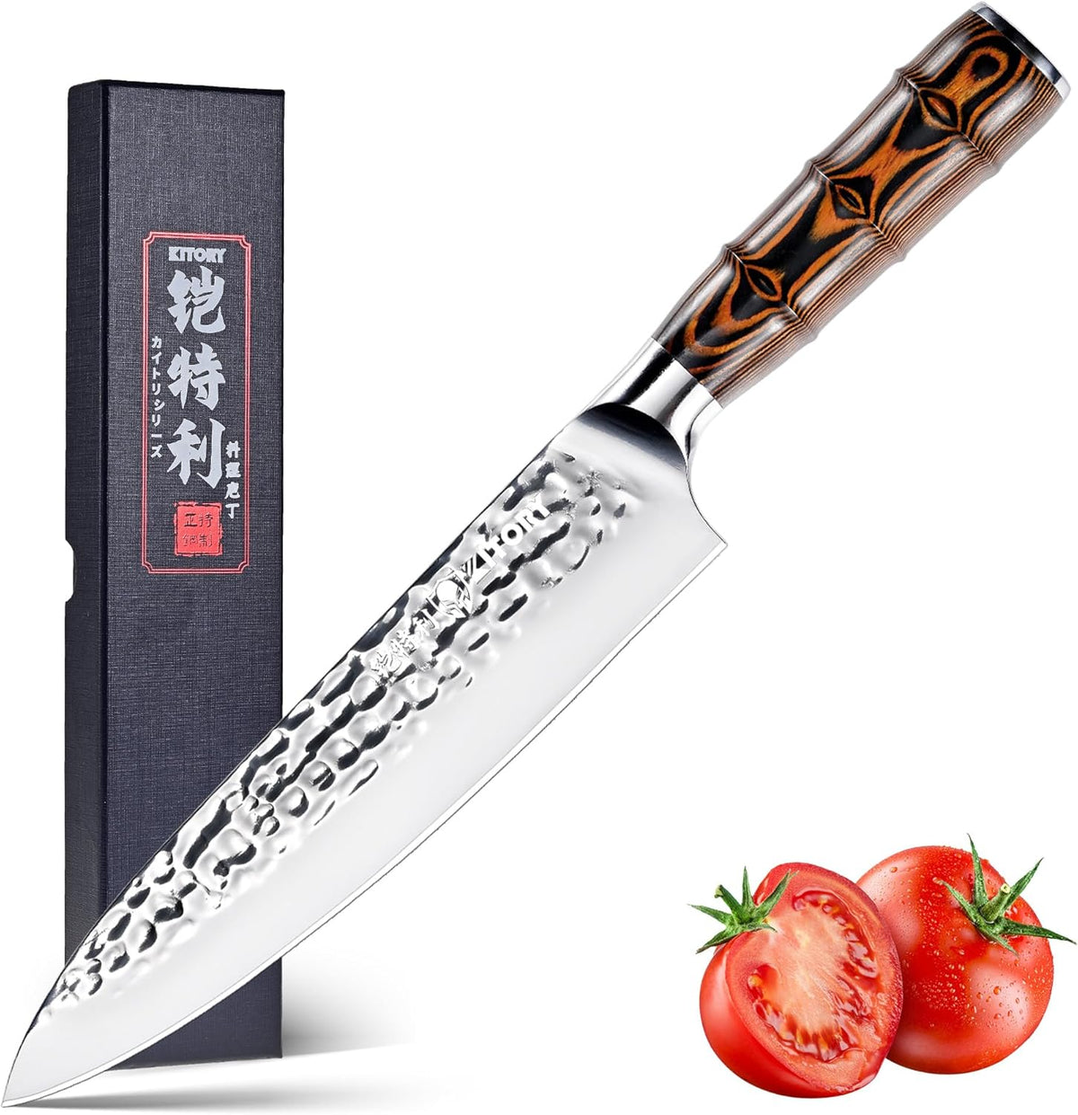 Kiritsuke Chef Knife 5.5", Small Japanese Kitchen Knives, HC German Stainless Steel, Hammered Finish Blade, Pakkawood Handle Cooking Cutlery 2025 Gifts for Home&Restaurant