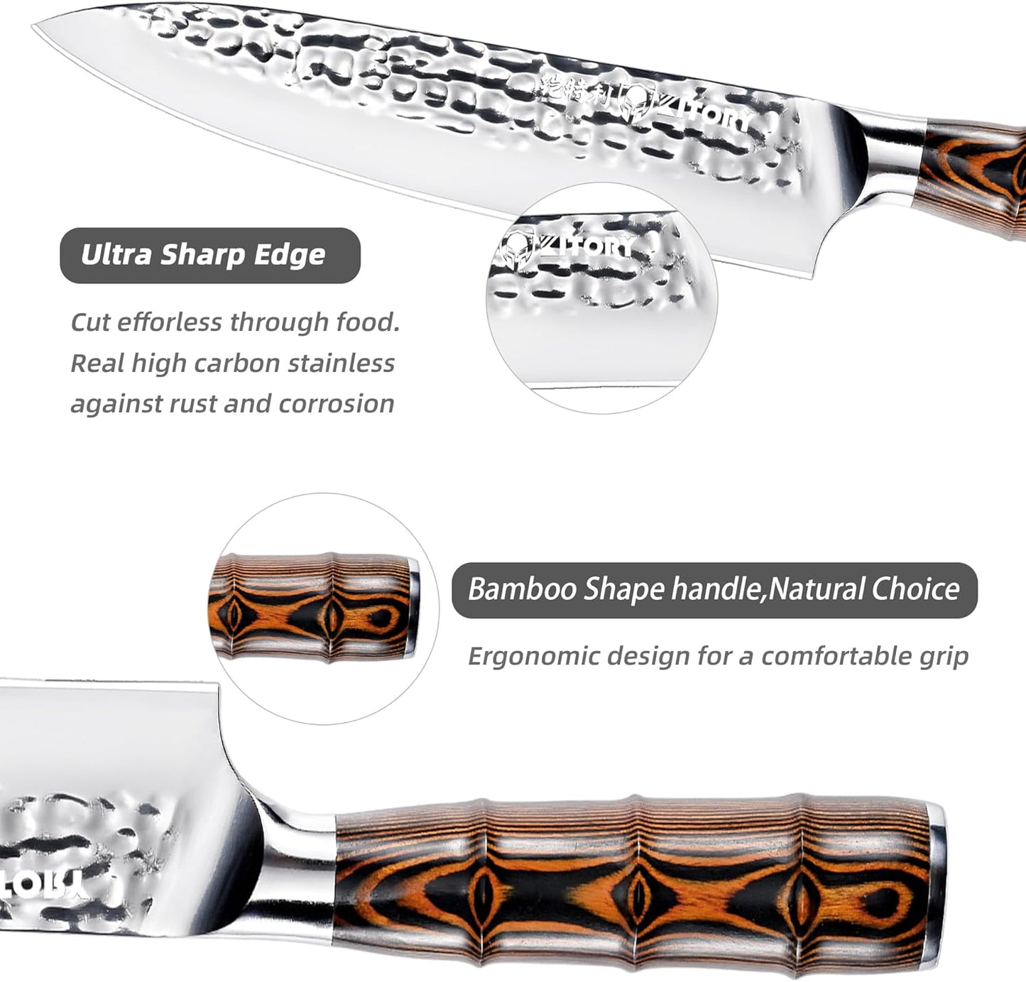 Kiritsuke Chef Knife 5.5", Small Japanese Kitchen Knives, HC German Stainless Steel, Hammered Finish Blade, Pakkawood Handle Cooking Cutlery 2025 Gifts for Home&Restaurant