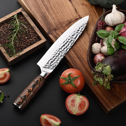 Kiritsuke Chef Knife 5.5", Small Japanese Kitchen Knives, HC German Stainless Steel, Hammered Finish Blade, Pakkawood Handle Cooking Cutlery 2025 Gifts for Home&Restaurant