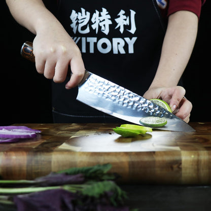 Kiritsuke Chef Knife 5.5", Small Japanese Kitchen Knives, HC German Stainless Steel, Hammered Finish Blade, Pakkawood Handle Cooking Cutlery 2025 Gifts for Home&Restaurant