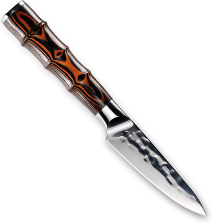 Kiritsuke Chef Knife 5.5", Small Japanese Kitchen Knives, HC German Stainless Steel, Hammered Finish Blade, Pakkawood Handle Cooking Cutlery 2025 Gifts for Home&Restaurant