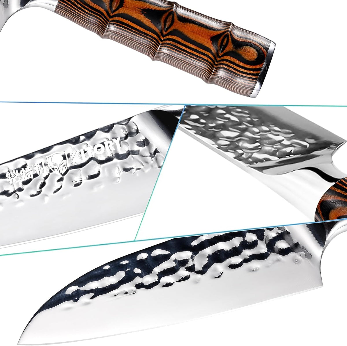 Kiritsuke Chef Knife 5.5", Small Japanese Kitchen Knives, HC German Stainless Steel, Hammered Finish Blade, Pakkawood Handle Cooking Cutlery 2025 Gifts for Home&Restaurant