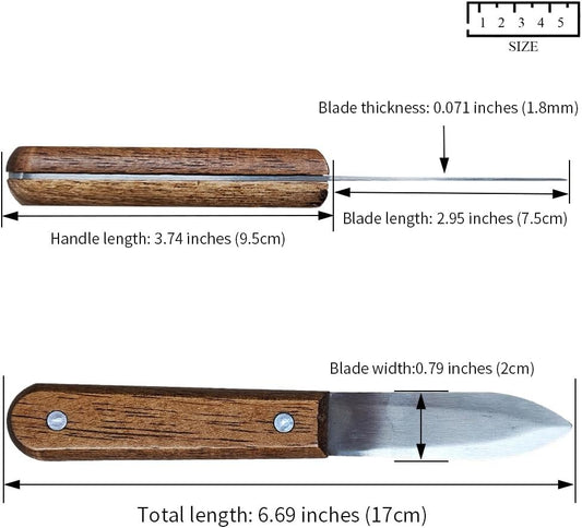 2.95 Inch Oyster Shucking Knife Stainless Steel Thickened Blade Oyster Knives Dark Brown Wooden Handle Non-Slip Oyster Shucker Tool Oysters Opener for Seafood Oysters Scallops Clams