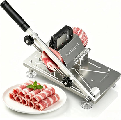 Manual Frozen Meat Slicer, Upgraded Stainless Steel Meat Cutter for Beef Mutton Bacon Home Food Slicing Machine for Hot Pot BBQ sandwiches pizza