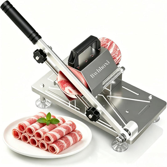 Manual Frozen Meat Slicer, Upgraded Stainless Steel Meat Cutter for Beef Mutton Bacon Home Food Slicing Machine for Hot Pot BBQ sandwiches pizza
