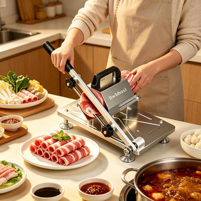 Manual Frozen Meat Slicer, Upgraded Stainless Steel Meat Cutter for Beef Mutton Bacon Home Food Slicing Machine for Hot Pot BBQ sandwiches pizza