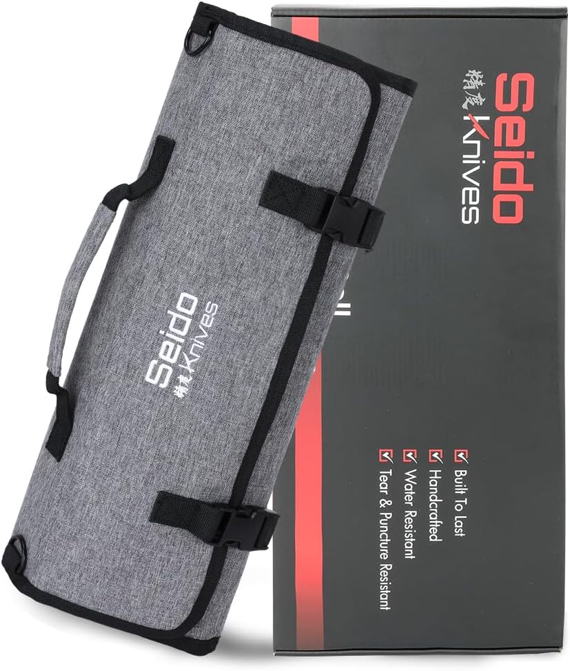Chef's Knife Roll Bag (16 Slots), Waterproof Knife Storage Bag, Roll-up Knife Bag, Portable Knife Carrier, Travel Knife Bag | Culinary Knife Case for Chefs & Students