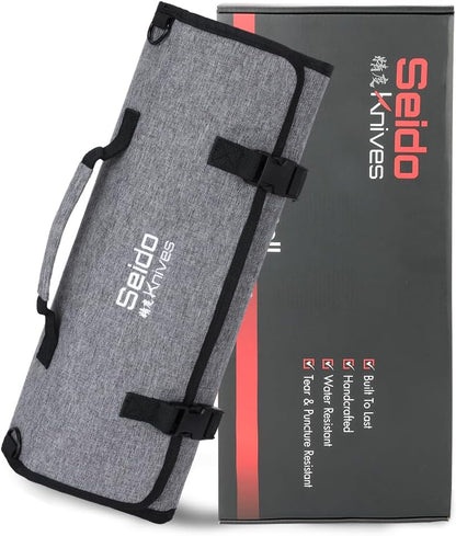 Chef's Knife Roll Bag (16 Slots), Waterproof Knife Storage Bag, Roll-up Knife Bag, Portable Knife Carrier, Travel Knife Bag | Culinary Knife Case for Chefs & Students