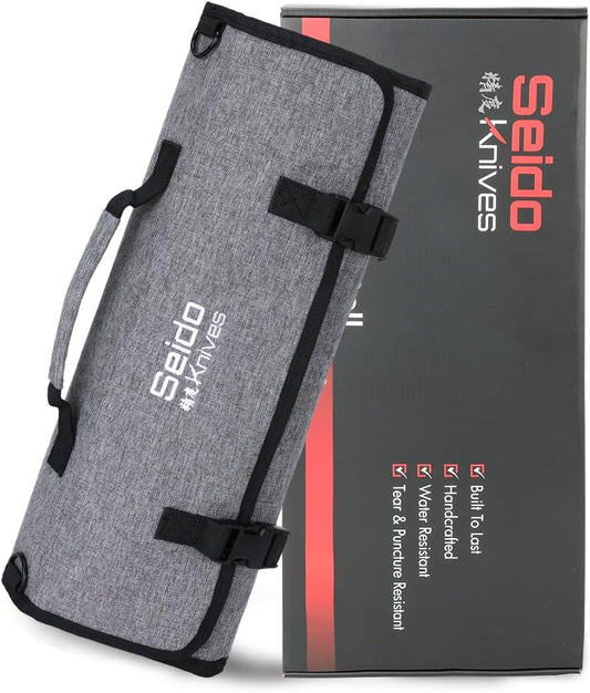 Chef's Knife Roll Bag (16 Slots), Waterproof Knife Storage Bag, Roll-up Knife Bag, Portable Knife Carrier, Travel Knife Bag | Culinary Knife Case for Chefs & Students