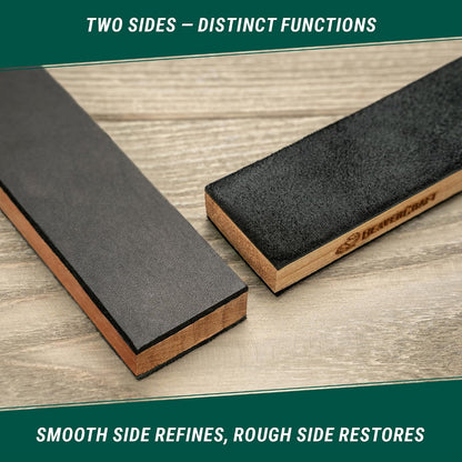Leather Strop for Knife Sharpening LS9P02 - Stropping Kit with Polishing Compound - Leather Knife Sharpener - Honing Strop Block 2-sided